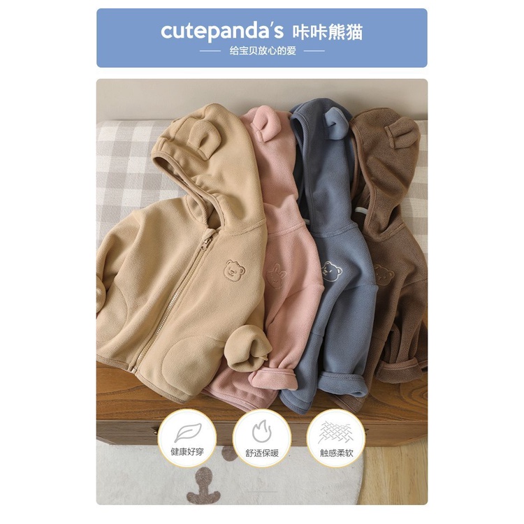 Áo Khoác cotton Có Nón In Hình Gấu Trúc Dễ Thương Thời Trang Thu Đông Cho Bé