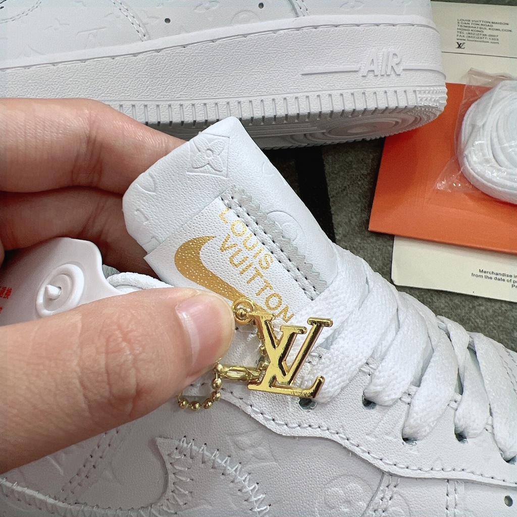 Giày Thể Thao AF1 LV Trắng cao cấp, Giày sneaker AF1 Trắng họa tiết bản SC nam nữ Full box J380