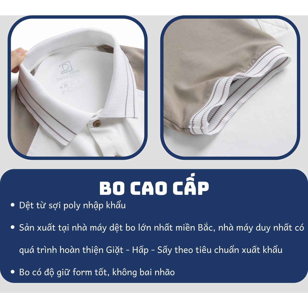 Áo Polo Nam DATAMAN cổ bẻ, ngắn tay, nách raglan phối màu, nam tính, trẻ trung - PLV2302