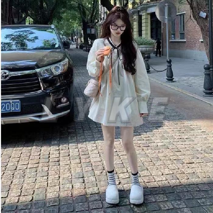 Váy sơ mi Váy Búp triệu lộ tư Bê Áo Sơ Mi Dễ Thương Kiểu Nhật Dáng Nhỏ Váy Kiểu Pháp Cao Cấp Ngọt Ngào