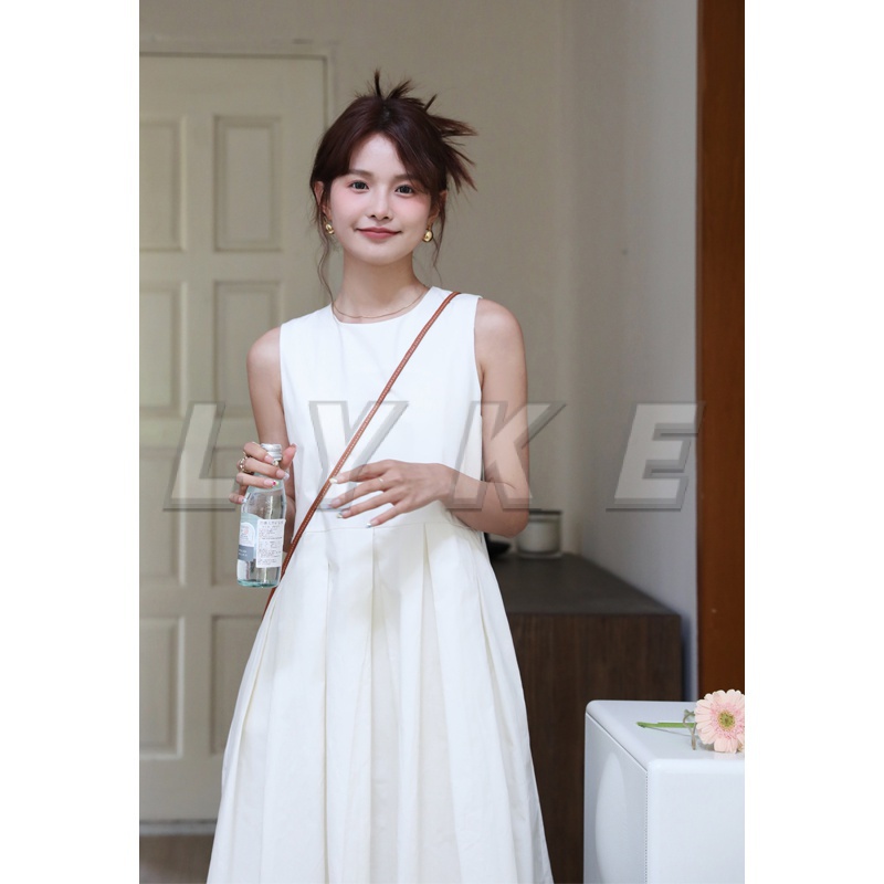 Đầm 2 dây váy hai dây trắng Váy Liền Không Tay Trắng Kiểu Pháp