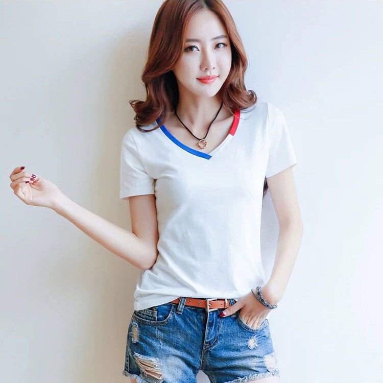 Áo Thun Cổ Chữ v Dáng Ôm Thời Trang Mùa Hè Dành Cho Nữ