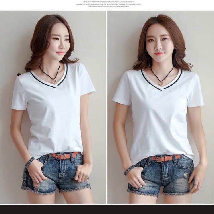 Áo Thun Cổ Chữ v Dáng Ôm Thời Trang Mùa Hè Dành Cho Nữ