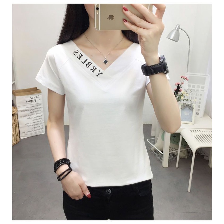 Áo Thun Cổ Chữ v Dáng Ôm Thời Trang Mùa Hè Dành Cho Nữ