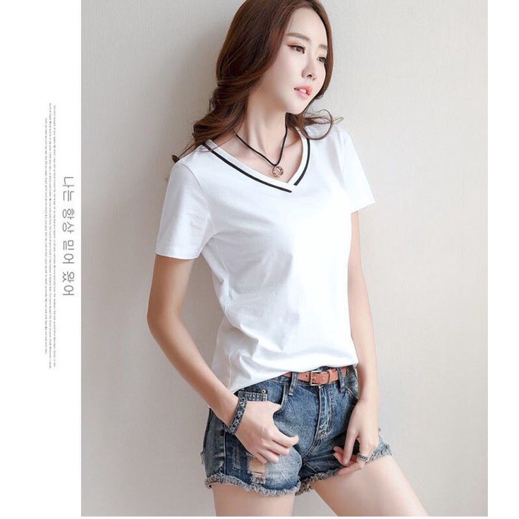 Áo Thun Cổ Chữ v Dáng Ôm Thời Trang Mùa Hè Dành Cho Nữ