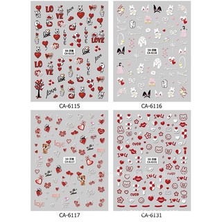 Sticker Nail 5D Lụa Nổi | LOVE Tim Đỏ CA