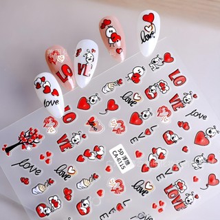 Sticker Nail 5D Lụa Nổi | LOVE Tim Đỏ CA