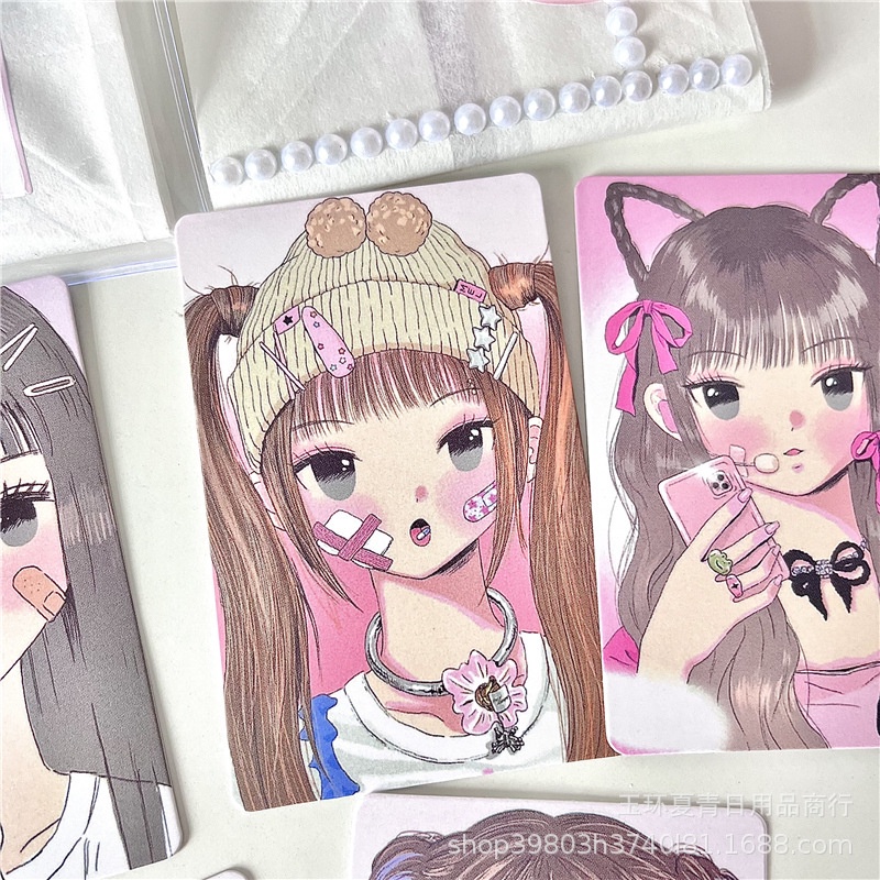Dễ Thương Thiệp Nhỏ 3 inch Mềm Mại In Hình Cô Gái Đáng Yêu Thẻ