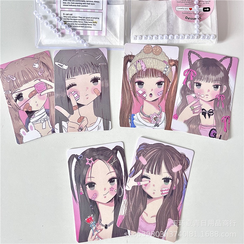 Dễ Thương Thiệp Nhỏ 3 inch Mềm Mại In Hình Cô Gái Đáng Yêu Thẻ