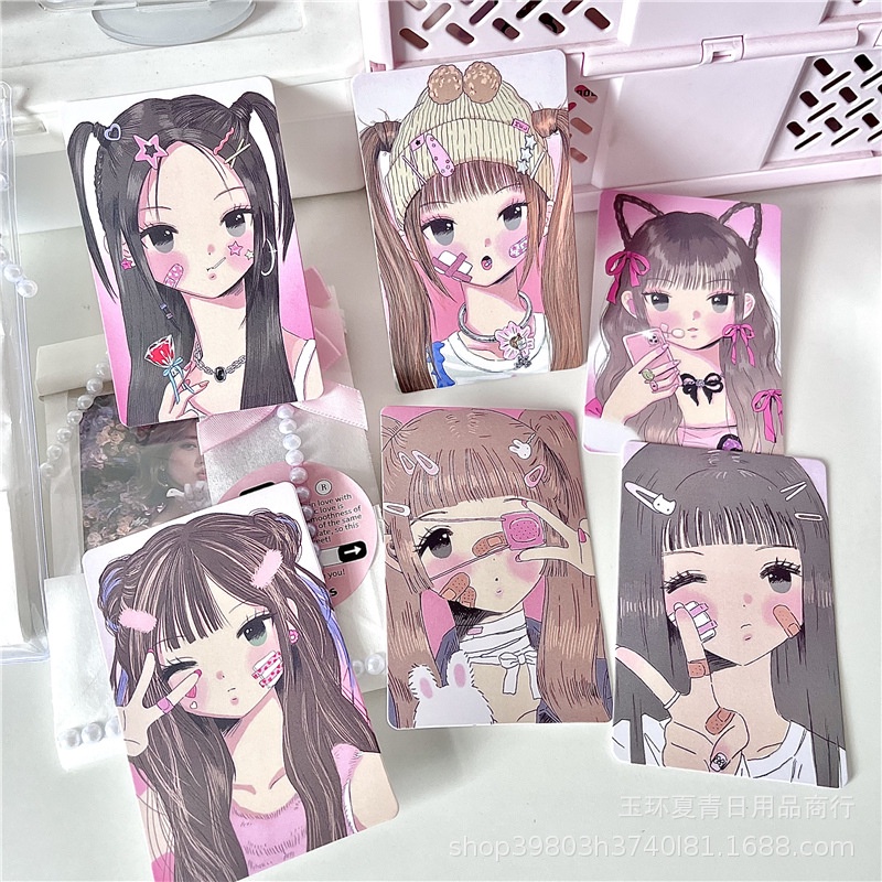 Dễ Thương Thiệp Nhỏ 3 inch Mềm Mại In Hình Cô Gái Đáng Yêu Thẻ