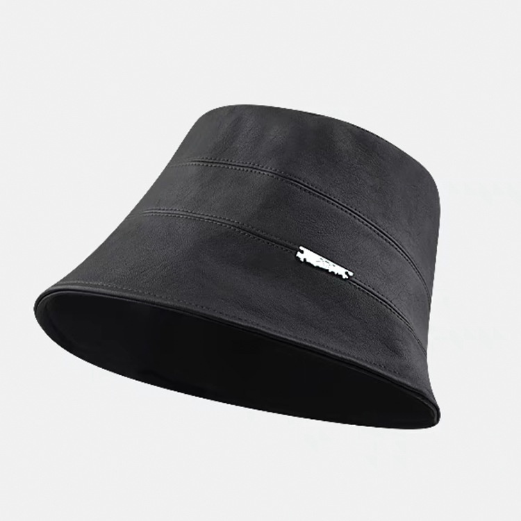Mũ bucket Chất Liệu Da Nhân Tạo Màu Trơn Thời Trang Thu Đông Phong Cách Hàn Quốc Cho Nữ