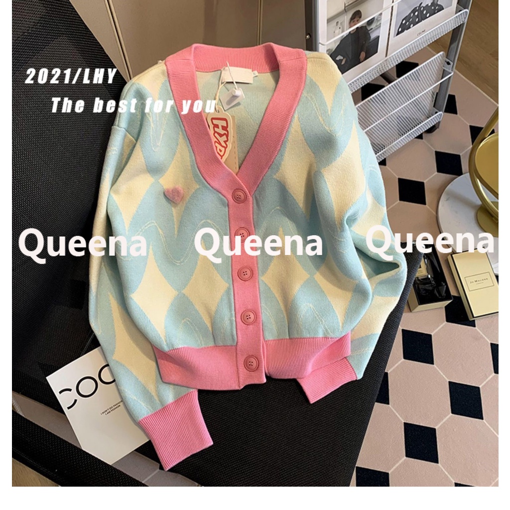 Queena  Áo Len áo khoác cardigan áo cardigan Thời trang hàn quốc  fashion Trendy Comfortable Thời trang A91K87P 36Z230909
