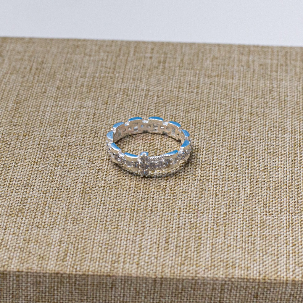 Nhẫn Mân Côi bạc đính đá N5.H - Quà tặng Công Giáo cho nam nữ, nhẫn Thánh Giá đôi