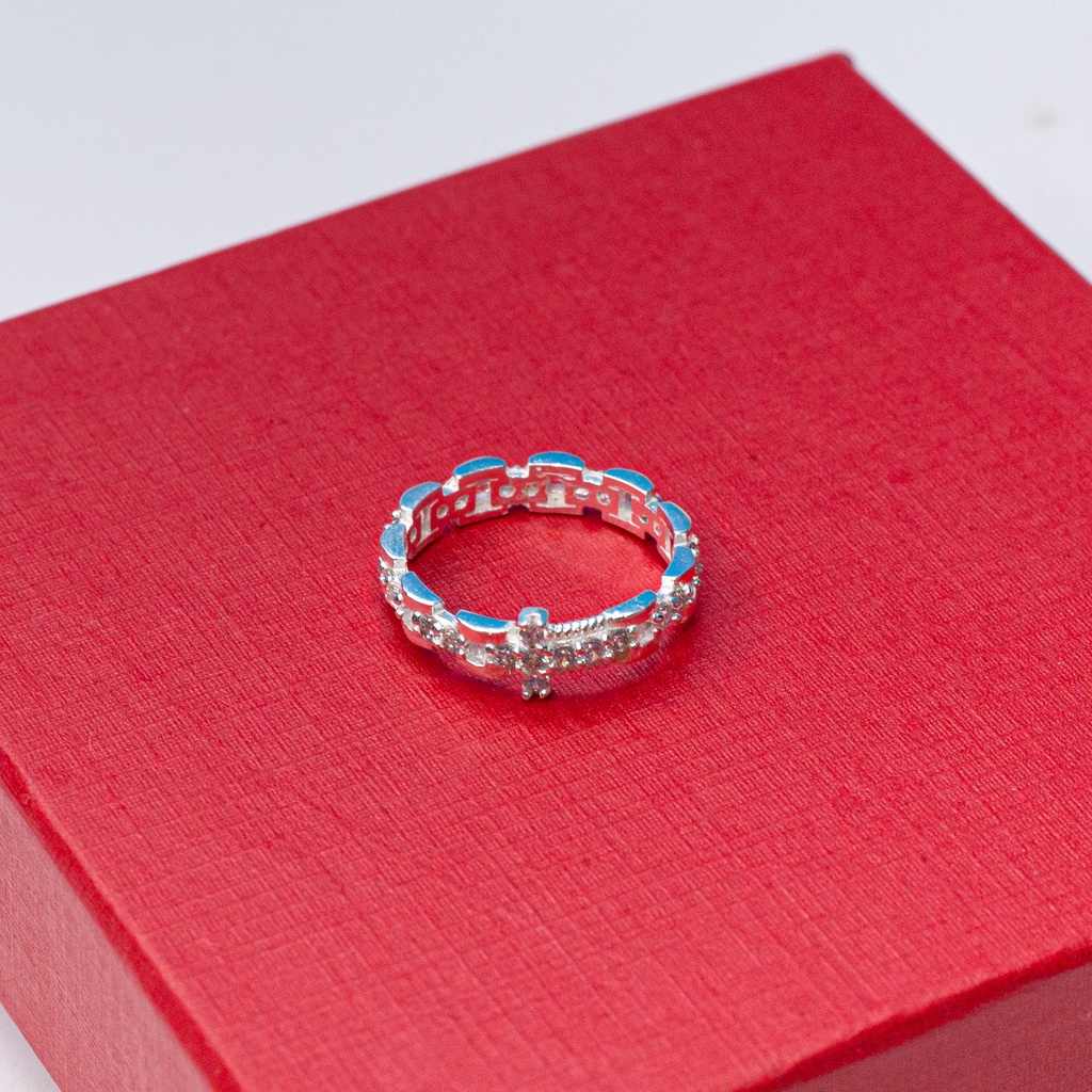 Nhẫn Mân Côi bạc đính đá N5.H - Quà tặng Công Giáo cho nam nữ, nhẫn Thánh Giá đôi