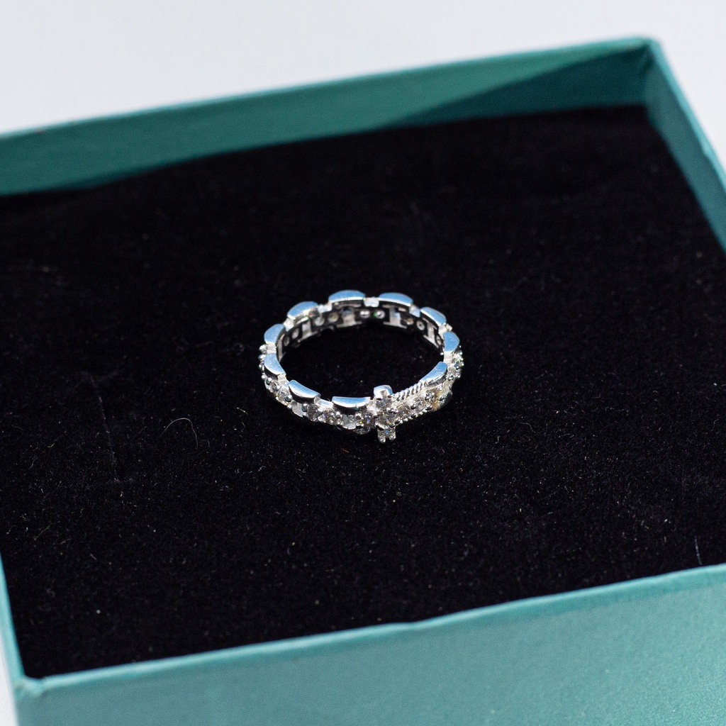 Nhẫn Mân Côi bạc đính đá N5.H - Quà tặng Công Giáo cho nam nữ, nhẫn Thánh Giá đôi