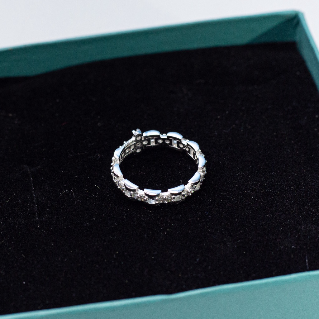 Nhẫn Mân Côi bạc đính đá N5.H - Quà tặng Công Giáo cho nam nữ, nhẫn Thánh Giá đôi