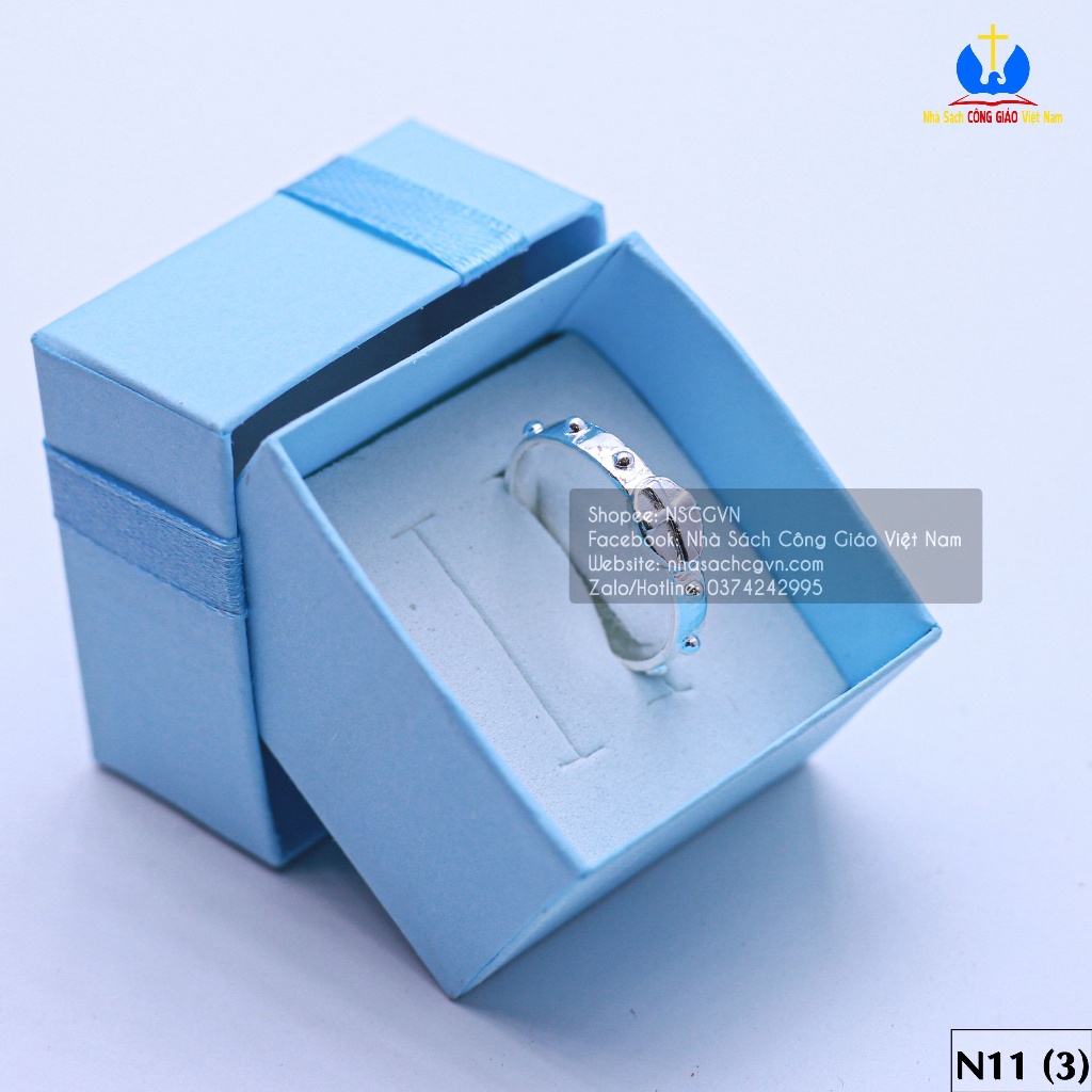 Nhẫn Thánh Giá bạc ta N11.H - Qua tặng Công Giáo