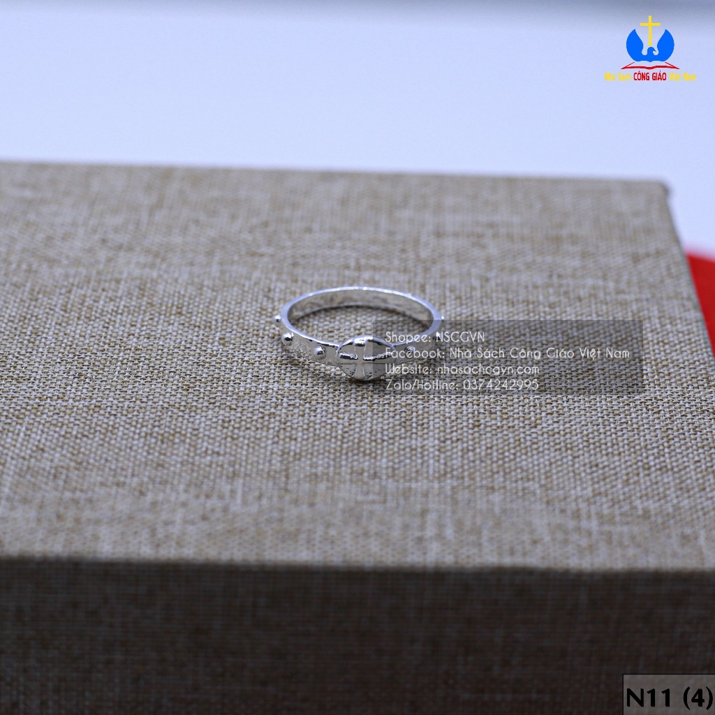 Nhẫn Thánh Giá bạc ta N11.H - Qua tặng Công Giáo