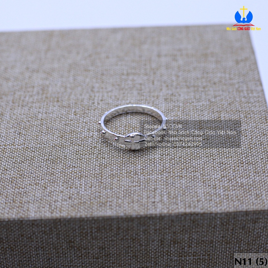 Nhẫn Thánh Giá bạc ta N11.H - Qua tặng Công Giáo