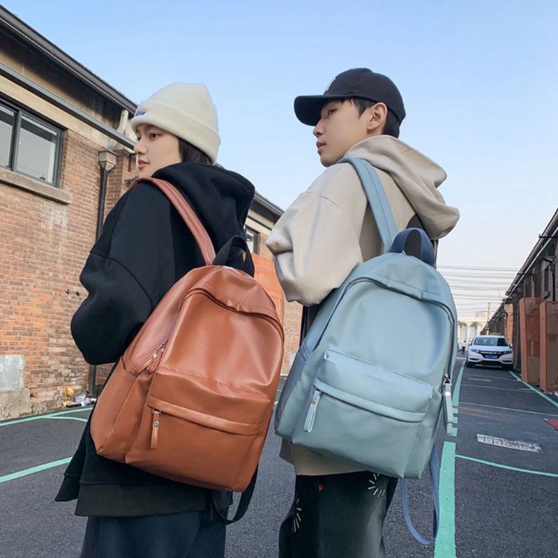 IMELON Ba Lô Da pu Màu Trơn Cỡ Lớn Phong Cách Thể Thao Trẻ Trung Cho Nam