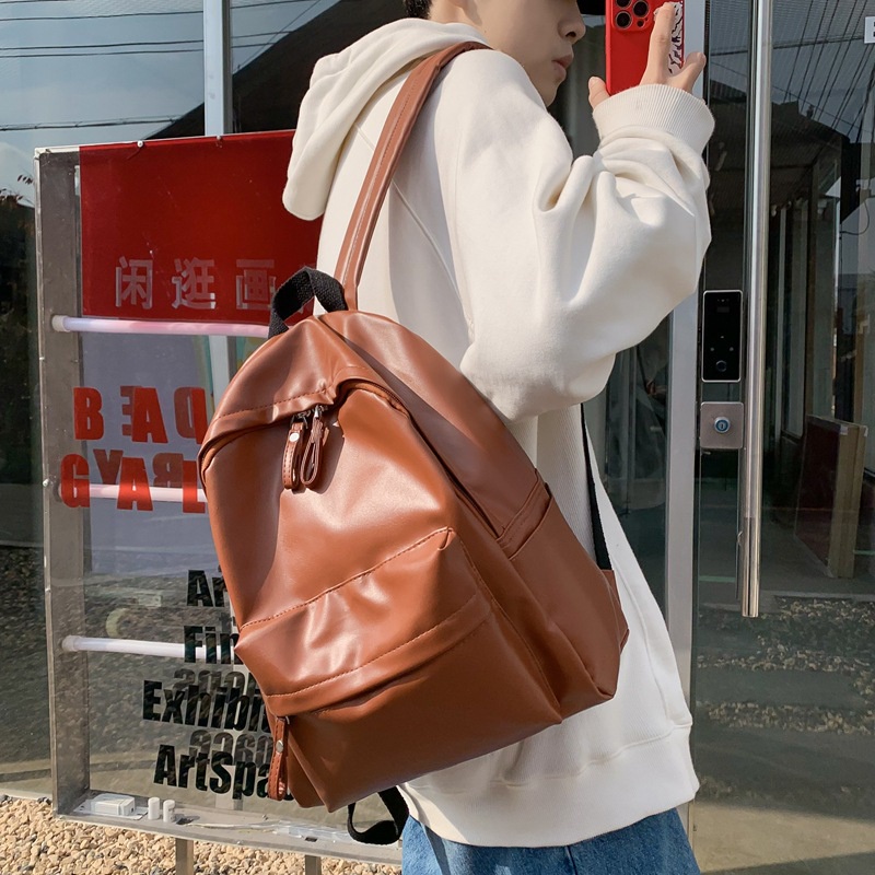 IMELON Ba Lô Da pu Màu Trơn Cỡ Lớn Phong Cách Thể Thao Trẻ Trung Cho Nam