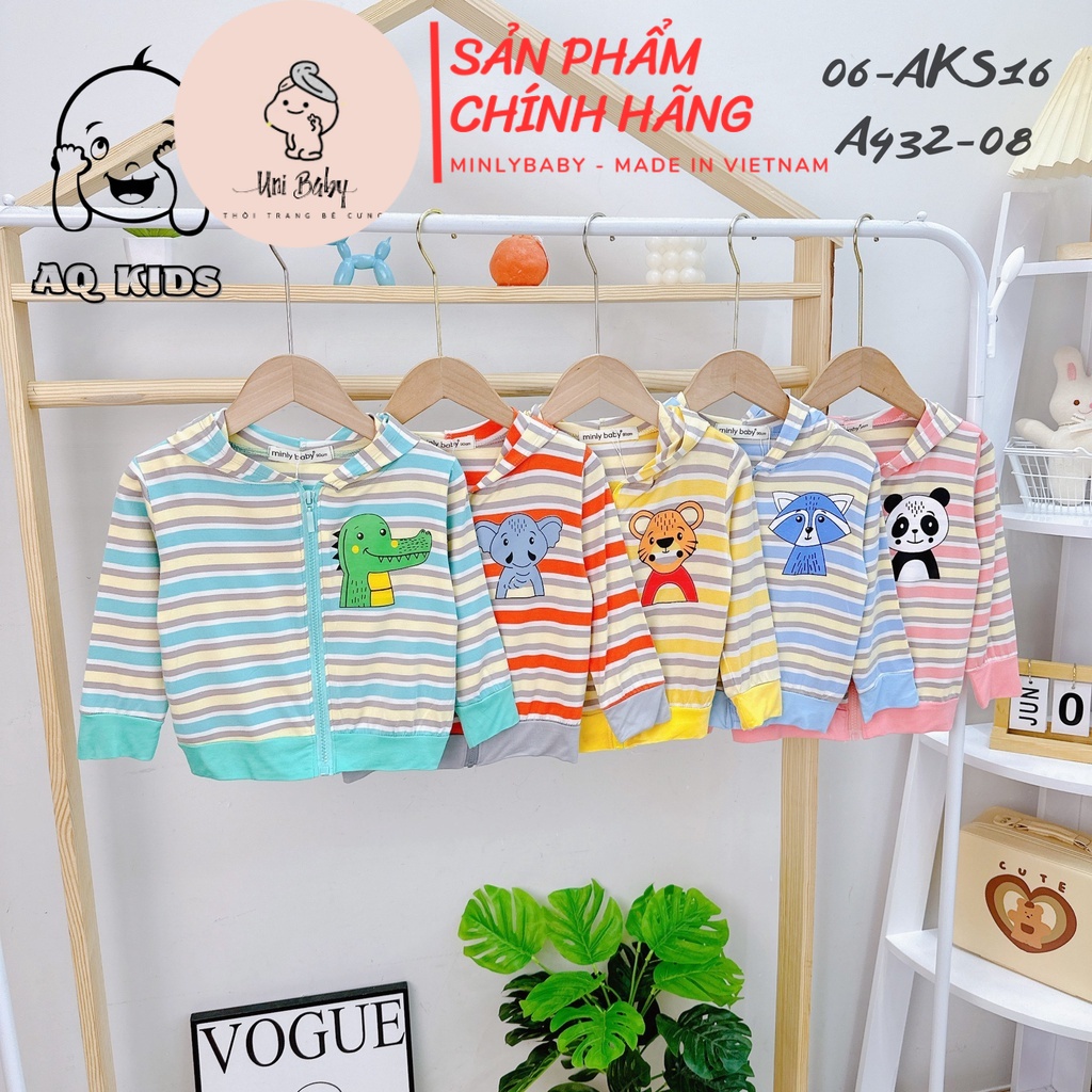 Áo Khoác Cho Bé Trai Bé Gái Vải Thun Lạnh Sọc Visco Cao Cấp Hàng Chính Hãng Minlybaby - Unibaby - AKS16