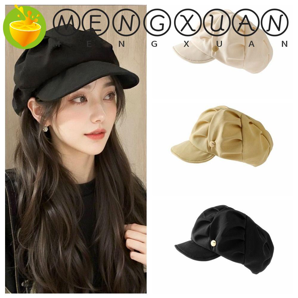 Mengxuan Mũ Nồi beret Xếp Ly newsboy Phong Cách retro y2k Nghệ Thuật Lái Xe