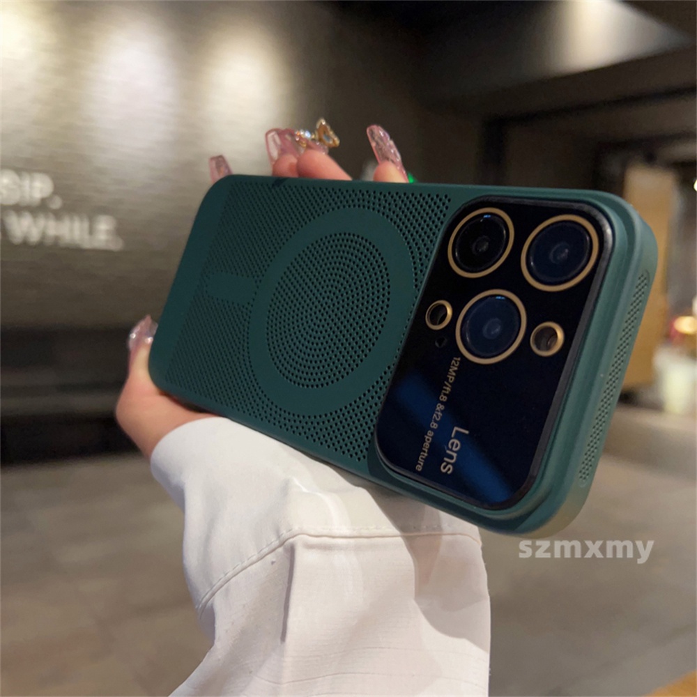 Ốp Điện Thoại Cứng Siêu Mỏng Với Khung Lưới Tản Nhiệt Từ Tính Cho iphone 15 14 13 12 pro max