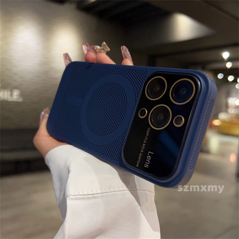 Ốp Điện Thoại Cứng Siêu Mỏng Với Khung Lưới Tản Nhiệt Từ Tính Cho iphone 15 14 13 12 pro max