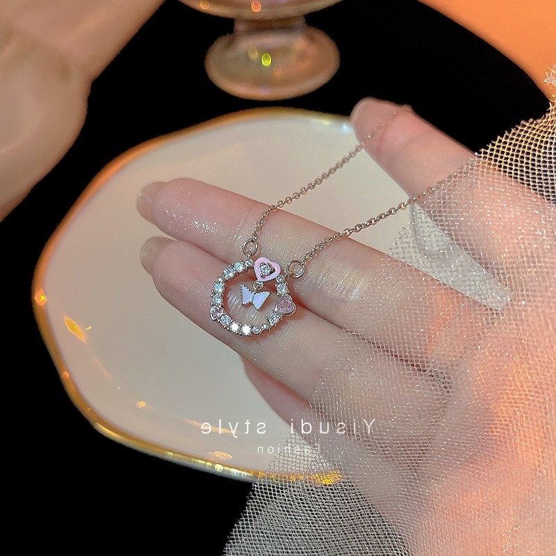 Dây Chuyền Mặt Hình Trái Tim / Xương Cá / Bướm Đính Đá Lấp Lánh Thời Trang Giáng Sinh Cho Nữ / Phụ Nữ