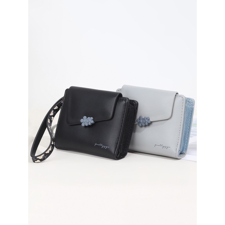 Ví Ngắn Cầm Tay In Họa Tiết Có Dây Đeo Cho Nữ