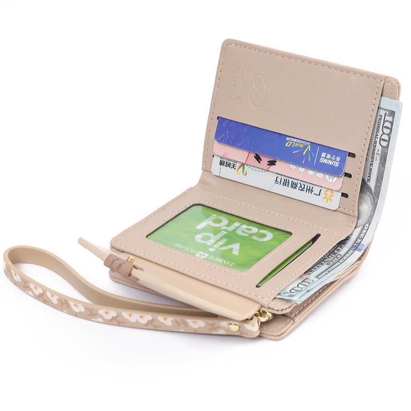Ví Ngắn Cầm Tay In Họa Tiết Có Dây Đeo Cho Nữ