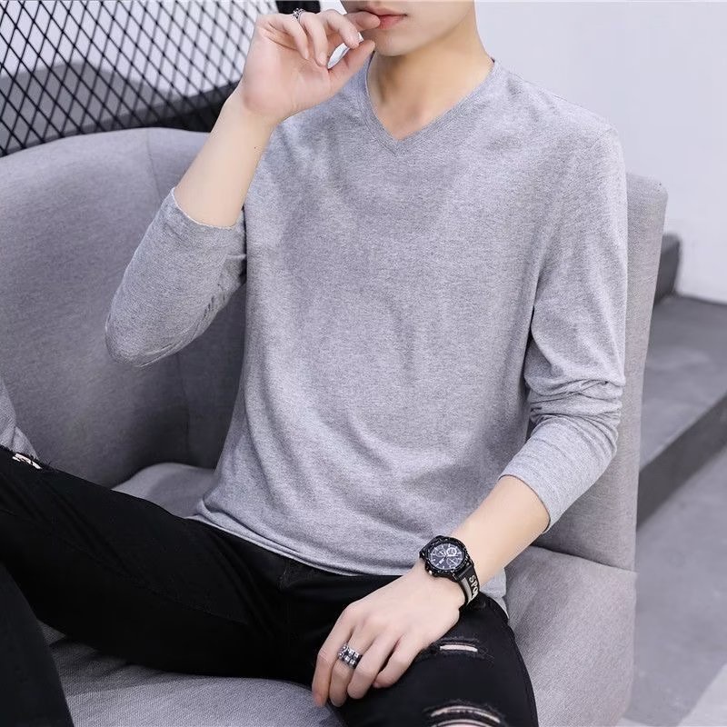 DICHUANGZHE Áo Thun Tay Dài Cổ Chữ v plus size Cho Nam