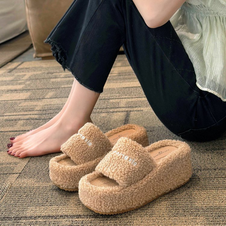 Dép Cao Gót Bằng Da Lộn Và cotton Mềm Màu Trơn Đơn Giản Thoải Mái Phong Cách Hàn Quốc