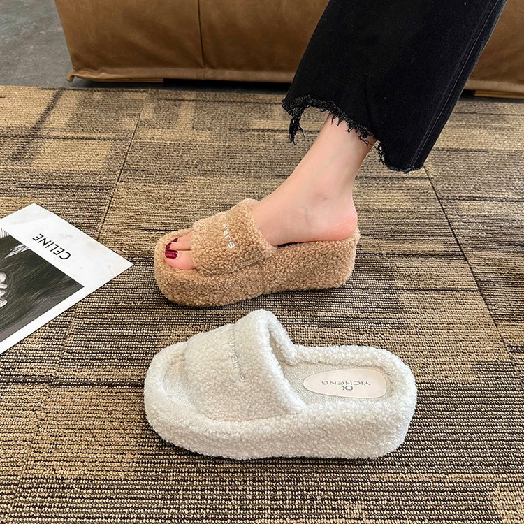 Dép Cao Gót Bằng Da Lộn Và cotton Mềm Màu Trơn Đơn Giản Thoải Mái Phong Cách Hàn Quốc