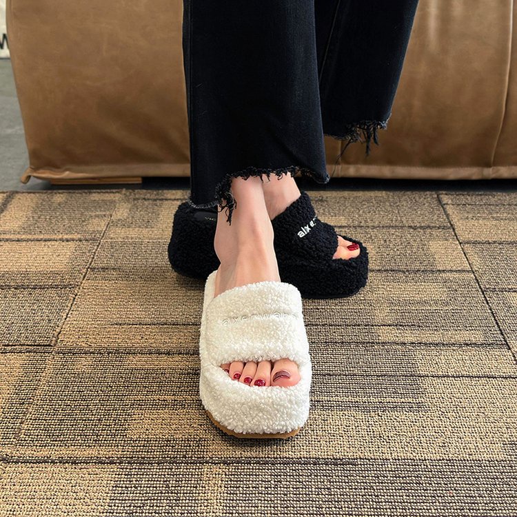 Dép Cao Gót Bằng Da Lộn Và cotton Mềm Màu Trơn Đơn Giản Thoải Mái Phong Cách Hàn Quốc