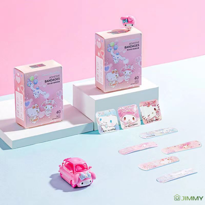 SANRIO Hộp 40 Miếng Dán Vết Thương Họa Tiết Hoạt Hình my melody cinnamoroll Thoáng Khí Chống Thấm Nước