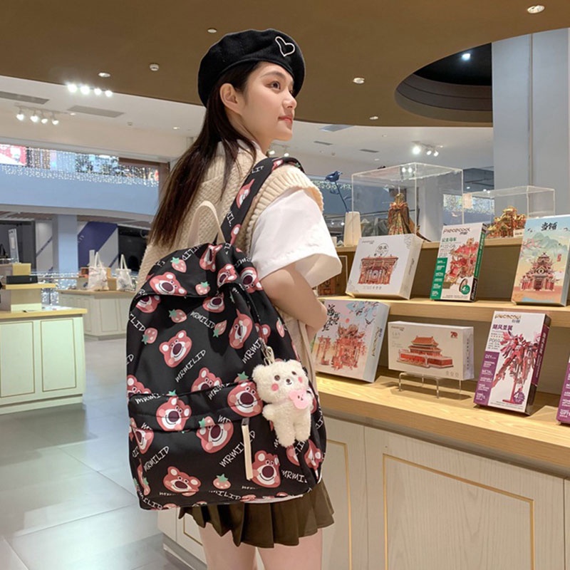 Galcheer Balo Cỡ Lớn In Hình Gấu Dễ Thương Phong Cách Nhật Hàn Dành Cho Nữ