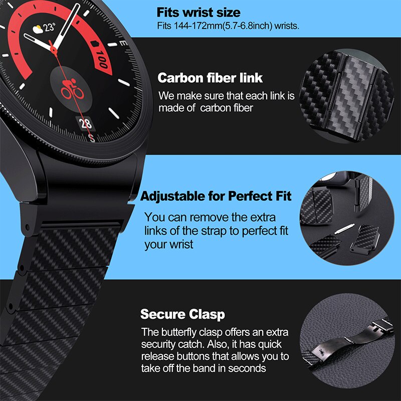 Dây Đeo Sợi carbon Từ Tính Cho Đồng Hồ Thông Minh samsung galaxy watch 6 5 4 5 pro 45mm 40mm 44mm 4 6classic 43mm 47mm