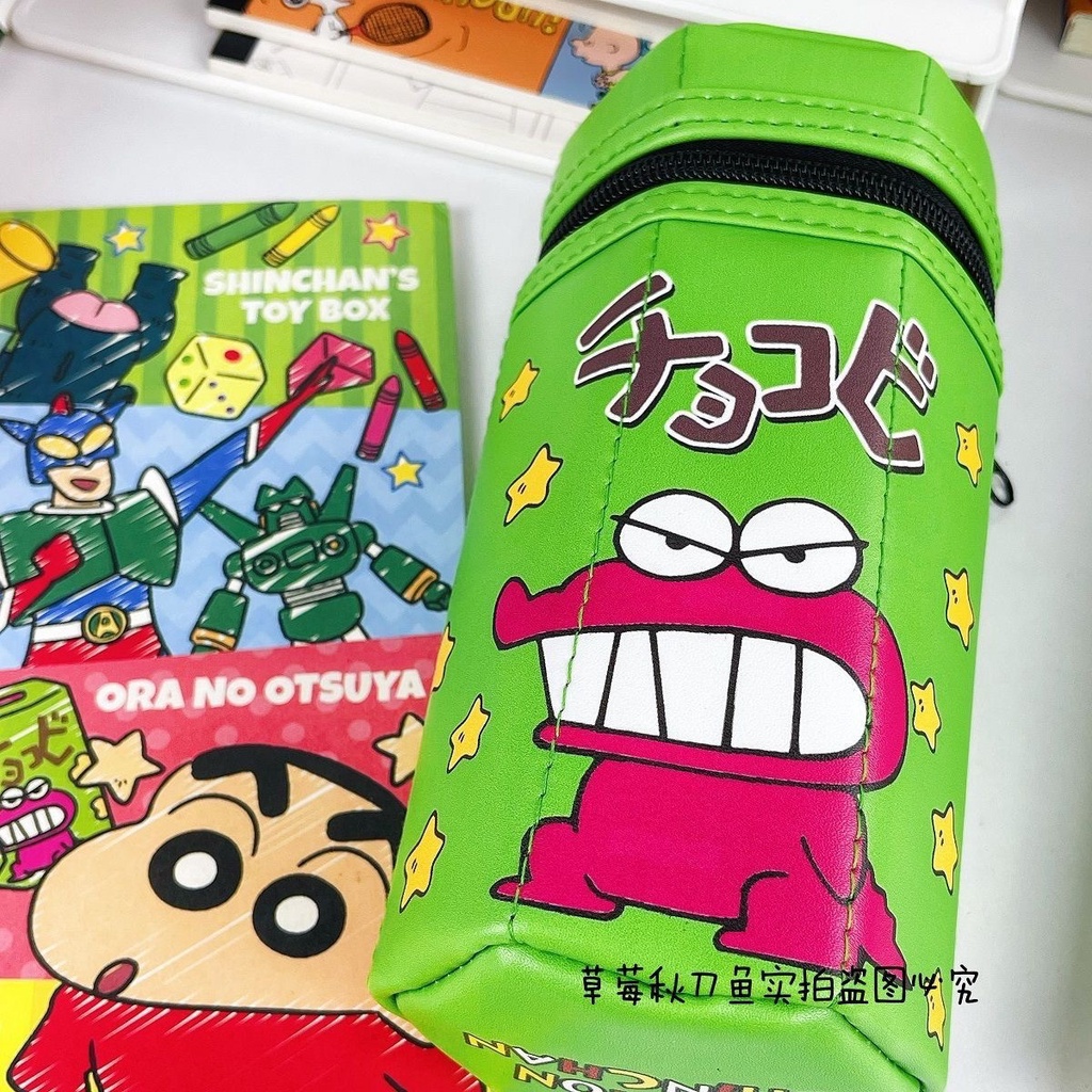 Dễ Thương Bóp Viết Da pu Hình Lục Giác In Hình shin-chan Phối Khóa Kéo