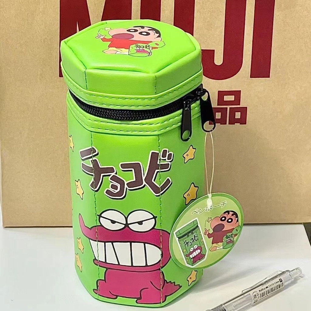 Dễ Thương Bóp Viết Da pu Hình Lục Giác In Hình shin-chan Phối Khóa Kéo