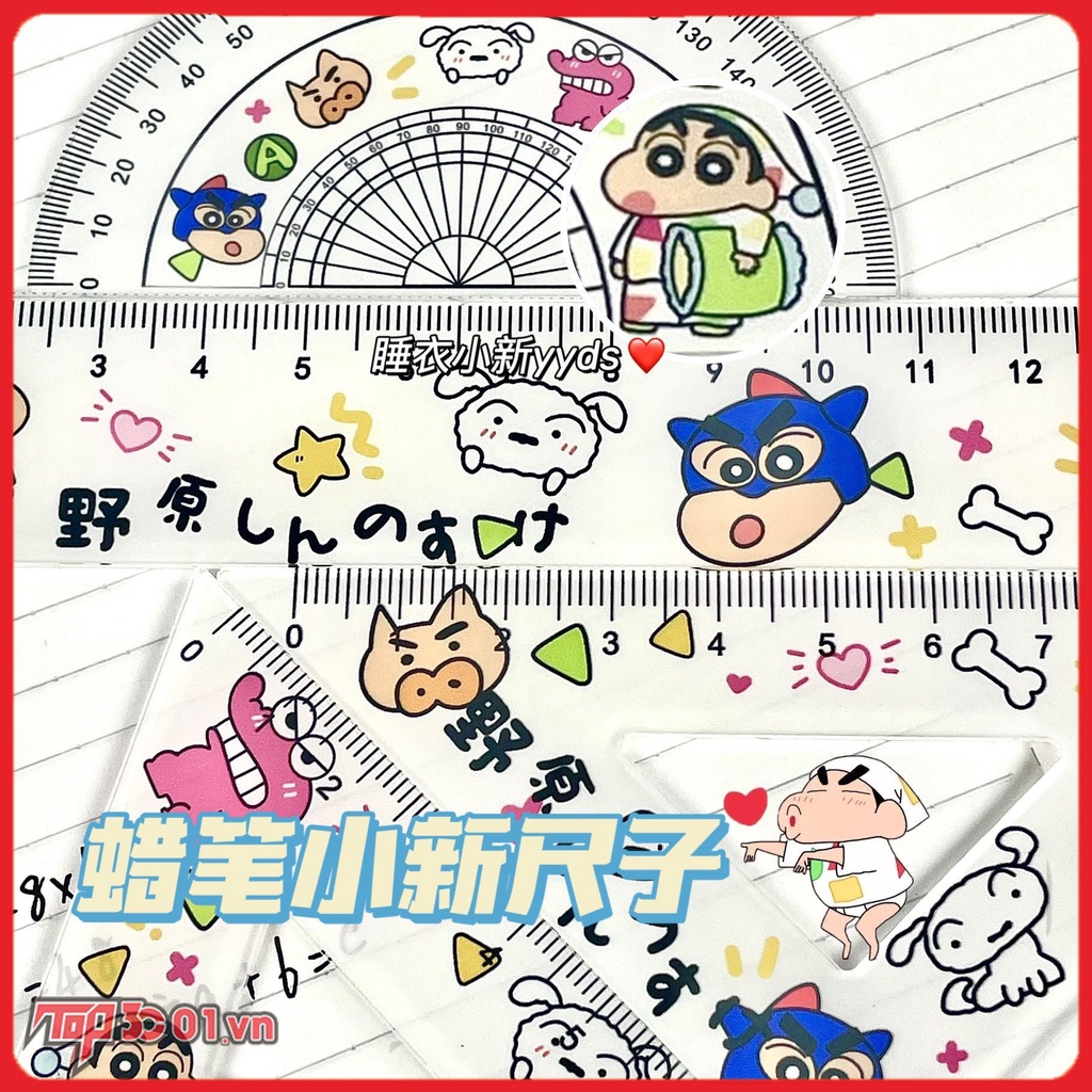 Crayon Shin-chan Hoạt Hình Dễ Thương Bộ Thước Học Sinh Trọn Bộ Thước Tam Giác Dụng Cụ Học Tập Văn Phòng Phẩm -top3C01