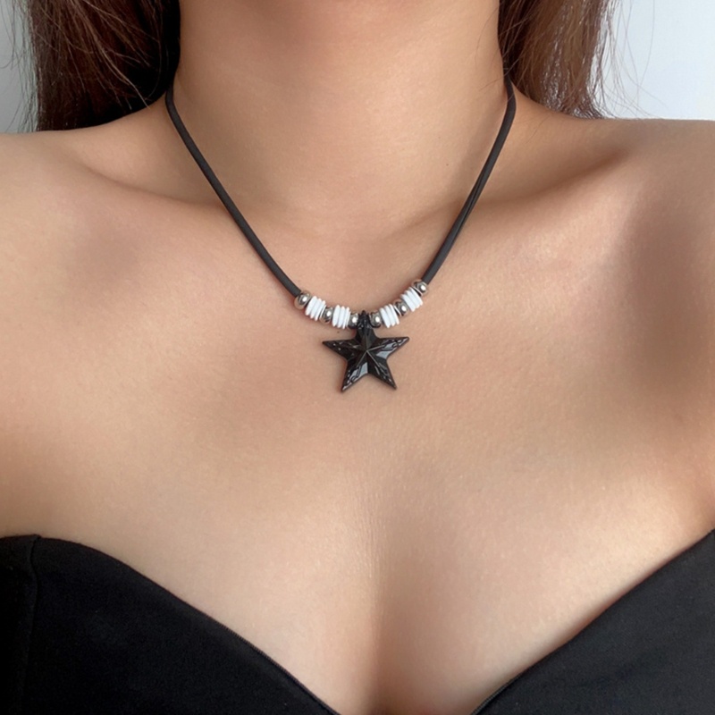 Btf Vòng cổ Hình Ngôi Sao May Mắn Màu Đen Phong Cách bohemia Thời Trang