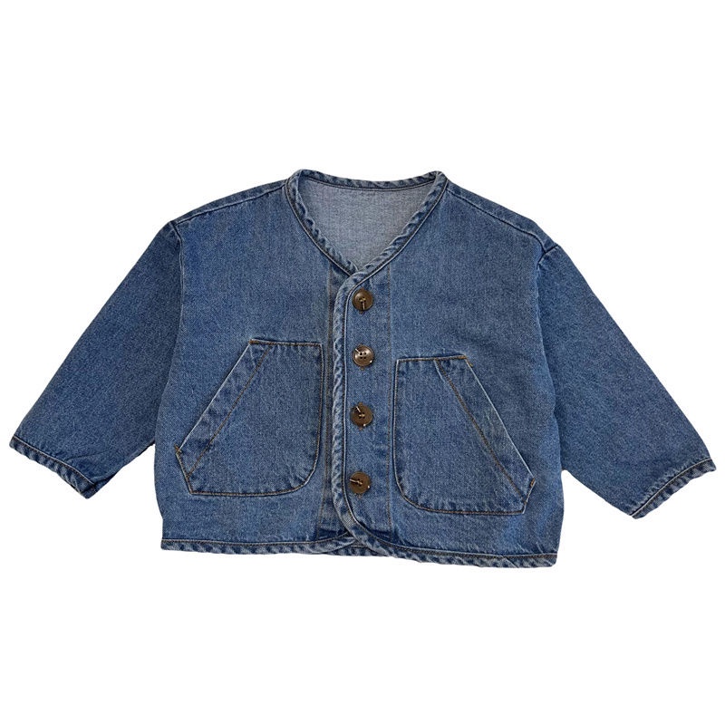 Áo Khoác denim Tay Dài Dáng Rộng Thời Trang Xuân Thu Dành Cho Bé