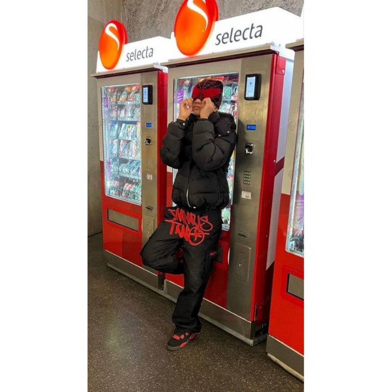 Y2k Quần Jean baggy Hai Túi Ống Rộng Màu Đen Phong Cách hip hop Đường Phố harajuku minus y2k