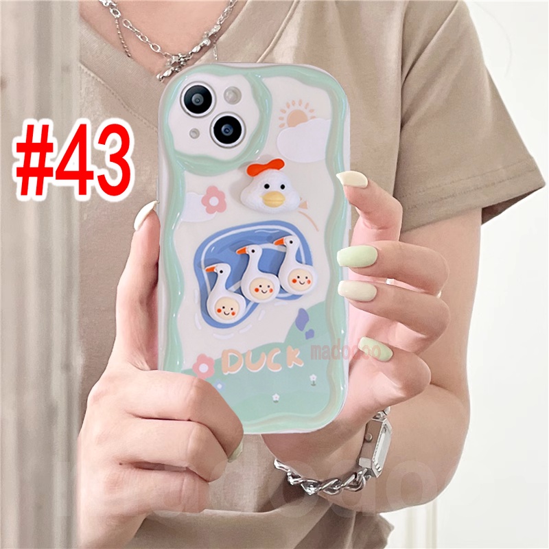 Ốp lưng Soft Xiaomi Mi 14 13T 13 12 12X 12S 11 Lite POCO M3 X3 NFC Pro Redmi Note 10 10S 9 9S 8 8A 7 3D Duck Doll Cartoon strawberry Flower Sun BFF Cartoon Fine Hole Airbag Shockproof Phone Case Cream Edge Back Cover NY 43