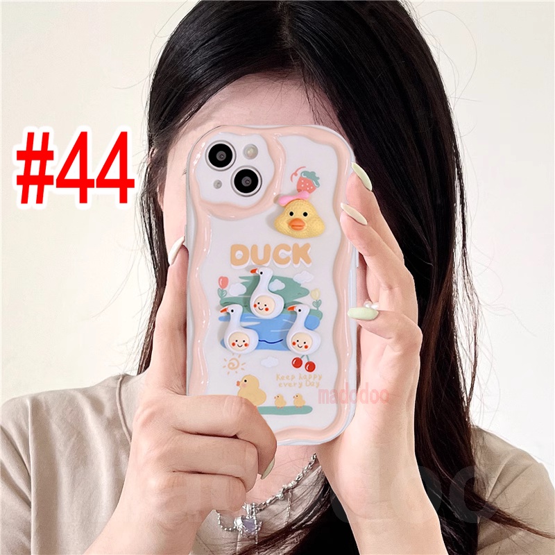 Ốp lưng Soft Xiaomi Mi 14 13T 13 12 12X 12S 11 Lite POCO M3 X3 NFC Pro Redmi Note 10 10S 9 9S 8 8A 7 3D Duck Doll Cartoon strawberry Flower Sun BFF Cartoon Fine Hole Airbag Shockproof Phone Case Cream Edge Back Cover NY 43