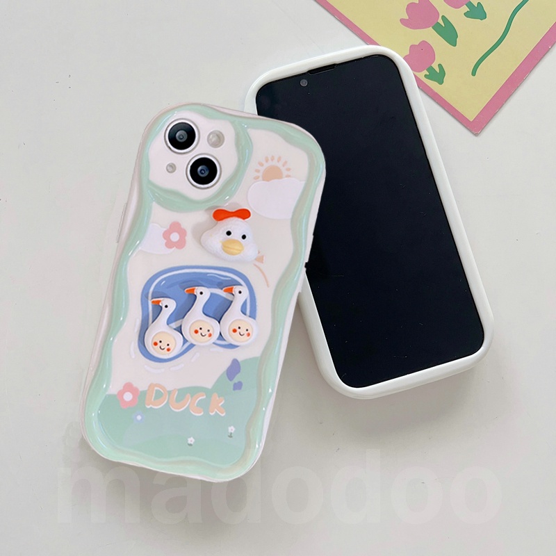 Ốp lưng Soft Xiaomi Mi 14 13T 13 12 12X 12S 11 Lite POCO M3 X3 NFC Pro Redmi Note 10 10S 9 9S 8 8A 7 3D Duck Doll Cartoon strawberry Flower Sun BFF Cartoon Fine Hole Airbag Shockproof Phone Case Cream Edge Back Cover NY 43