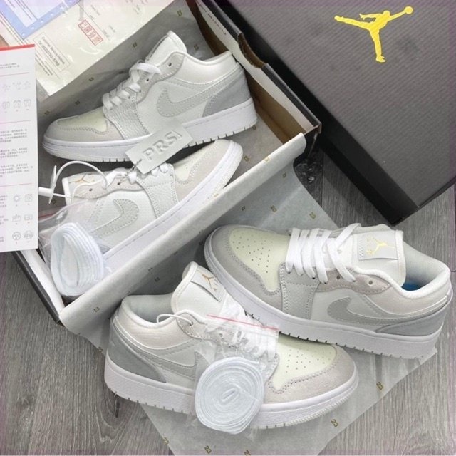 Giày Jordan cổ thấp Low Paris xám Cao Cấp Full Box, Giày Sneaker JD AF1 thể thao nam nữ ullzang đi học đi chơi G235