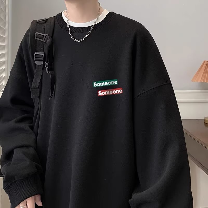 Áo sweater nam bigsize M-8XLÁo Sweater cotton Nhung Dày Dặn Cổ Tròn Tay Dài In Chữ Màu Cà Phê Thời Trang Mùa Thu Cho Nam